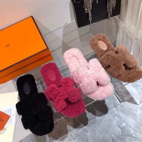 hermes furry slippers|Hermes slippers for women.